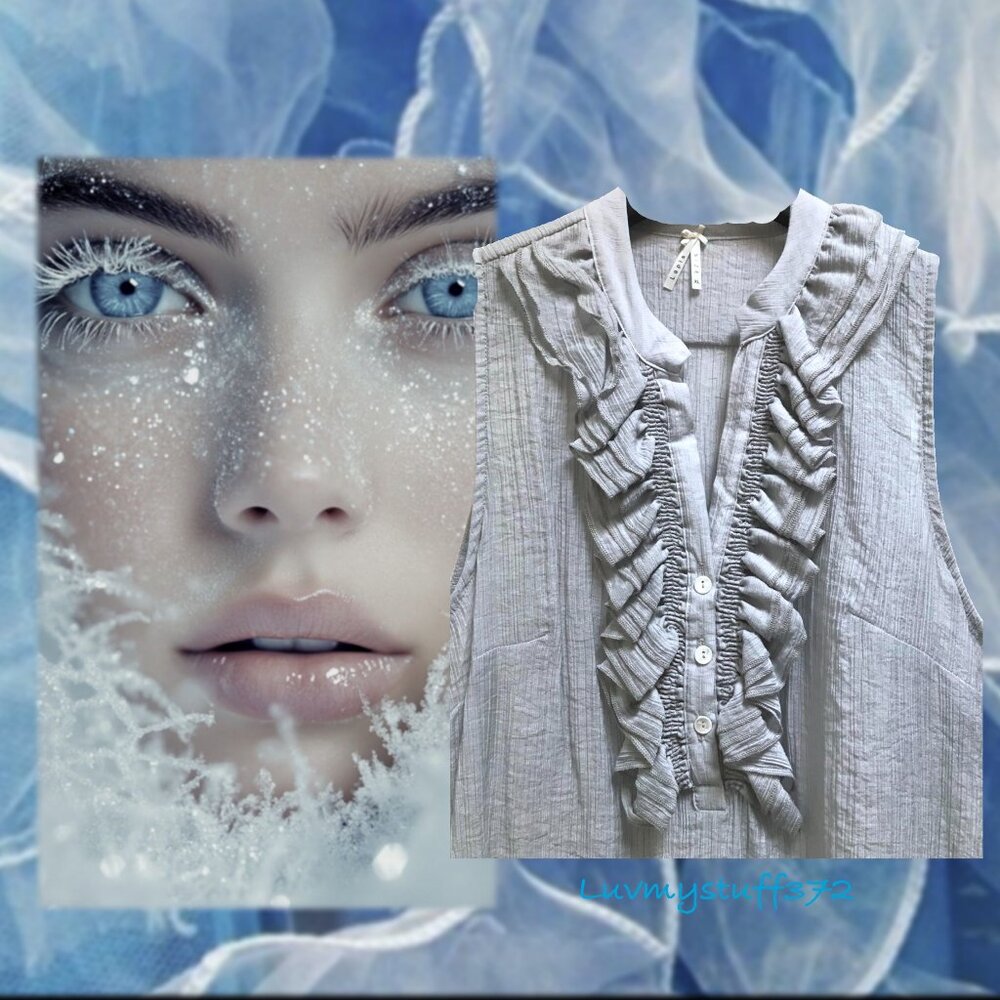 Cute LAPIS Ruffle Sleeveless Blouse